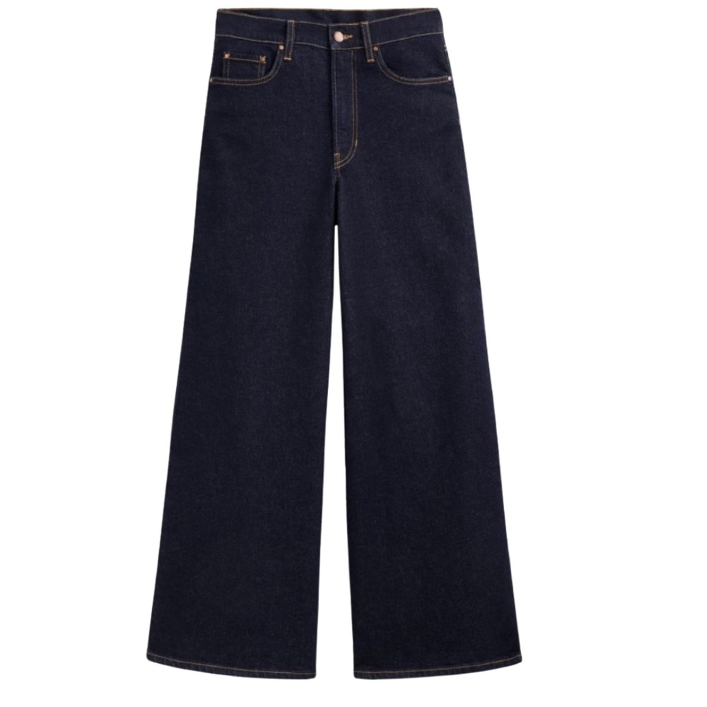 Boden Dark Blue Wide-Leg Women Jeans (W 29- Long) indigo rinse